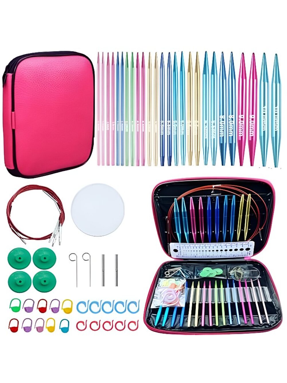 60pcs Interchangeable Circular Knitting Needles Set with Case